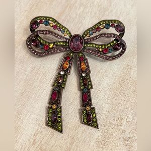 Heidi Daus Vintage Bronze Bow Ribbon Brooch, Signed